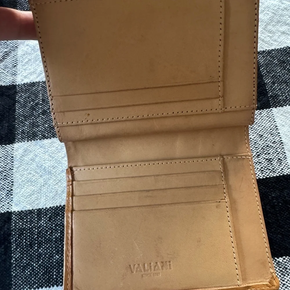 Tan Woven Leather Wallet Compact Design